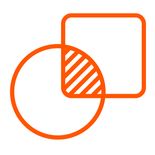 Cartoon icon of circle and square overlapping