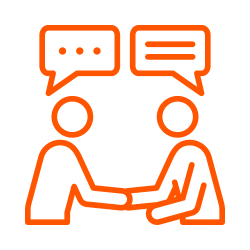 Cartoon icon of two people talking